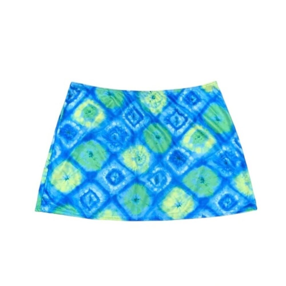 Request Y2K Vintage Swim Skirt Women's Size L/XL‎ Cover-up Swimwear Blue Green